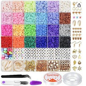 6000 Clay Beads Bracelet Making Kit, 24 Colors Flat Preppy Beads for Friendship